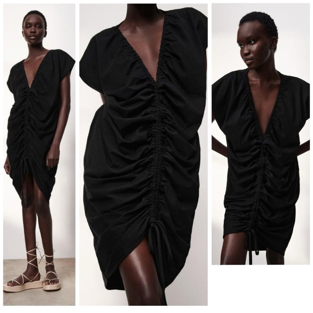 Zara Black Gathered Sumer Dress S